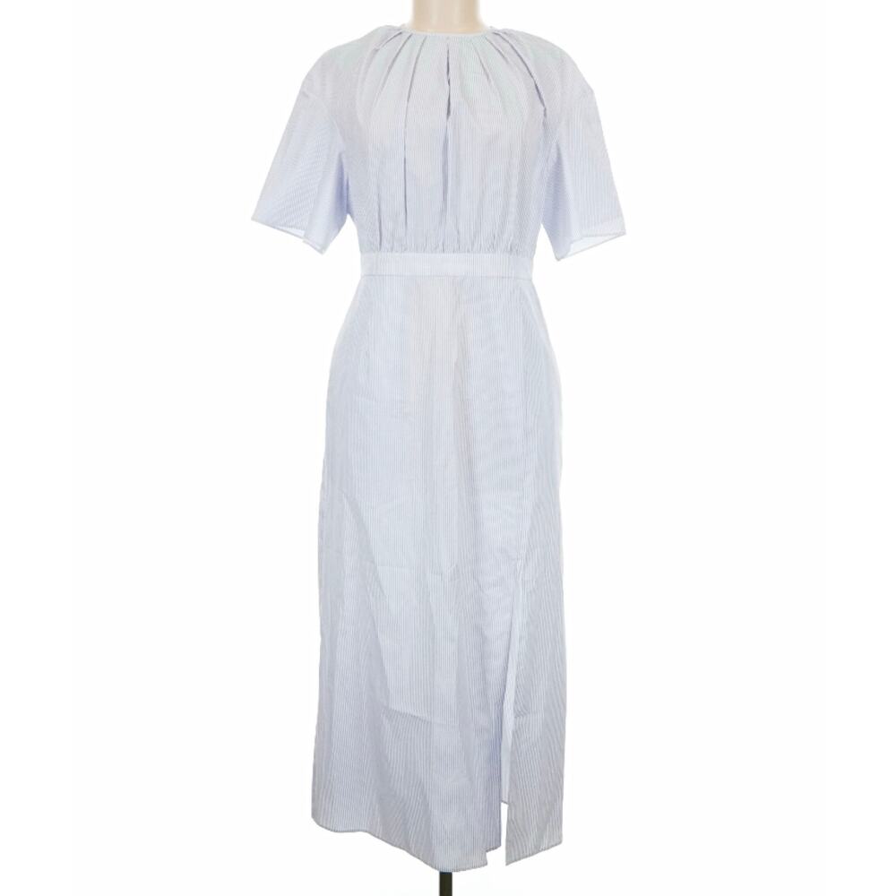 Jeana Sohn Claudia Cotton Blue White Pinstripe Back Button Midi Dress M - Picture 5 of 12
